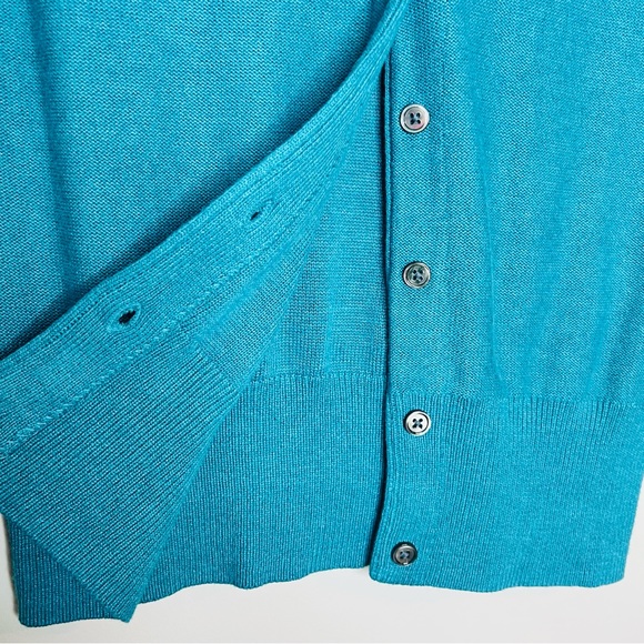 Cabi Small V Neck Button Front Teal Turquoise Sweater Cardigan Cotton Spring - Picture 9 of 10